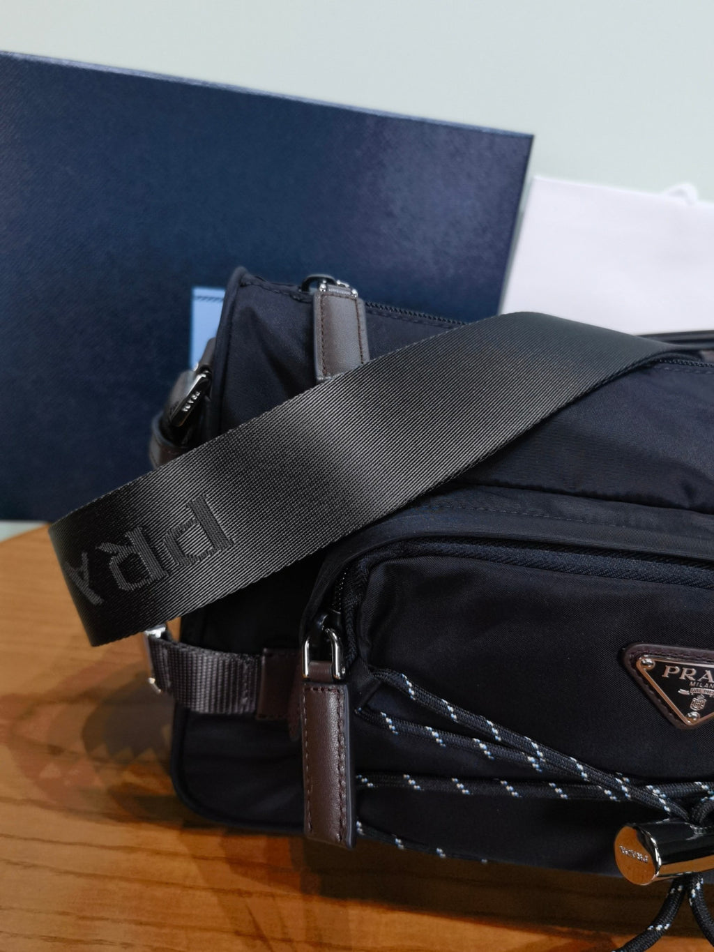 PRADA Black Prada Speedrock Re-nylon Leather Shoulder Bag #334216