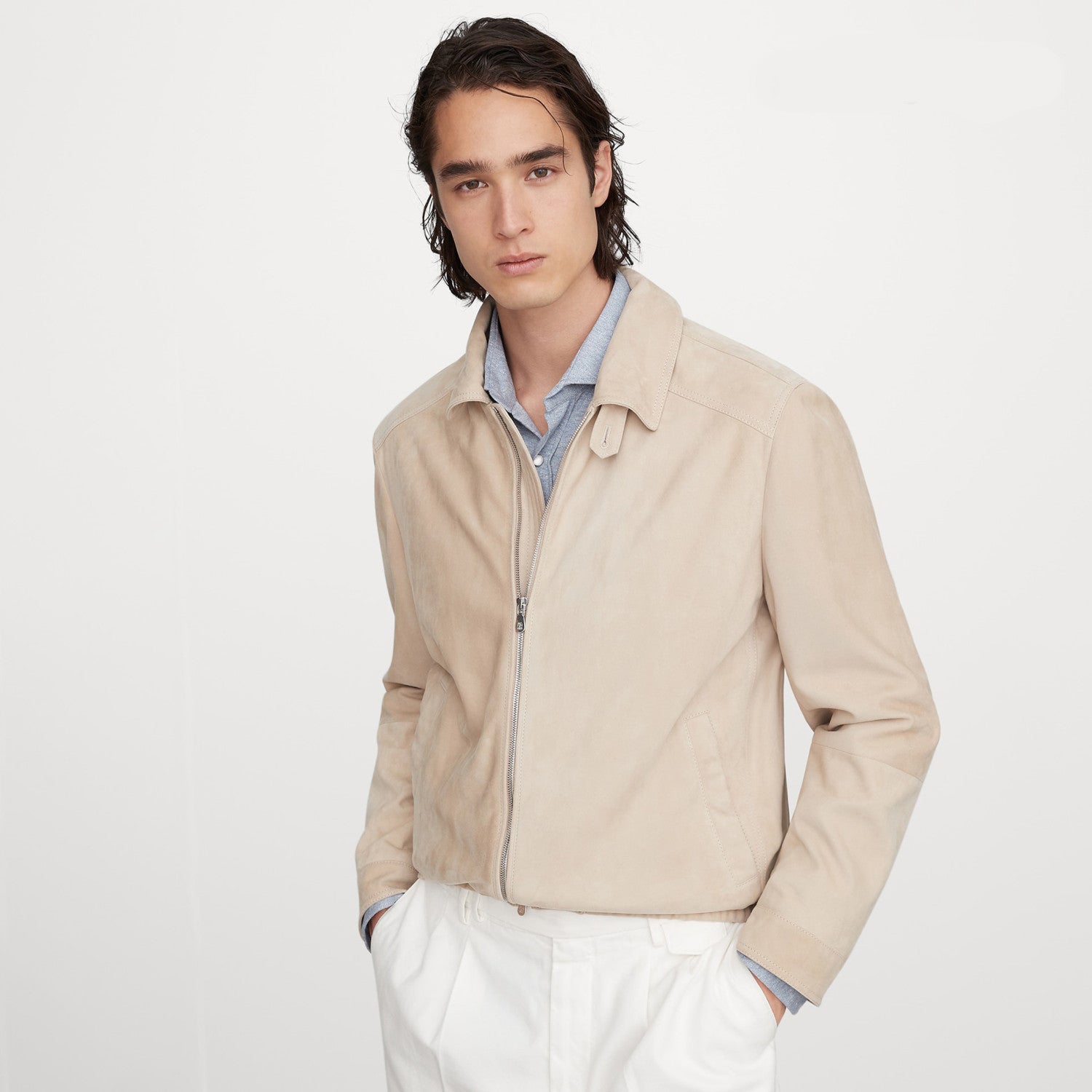 Brunello Cucinelli Men's Fall And Winter Suede Aviator Jacket Zipper Lapel Fashion Casual Gentleman Jacket Ngvp #9115