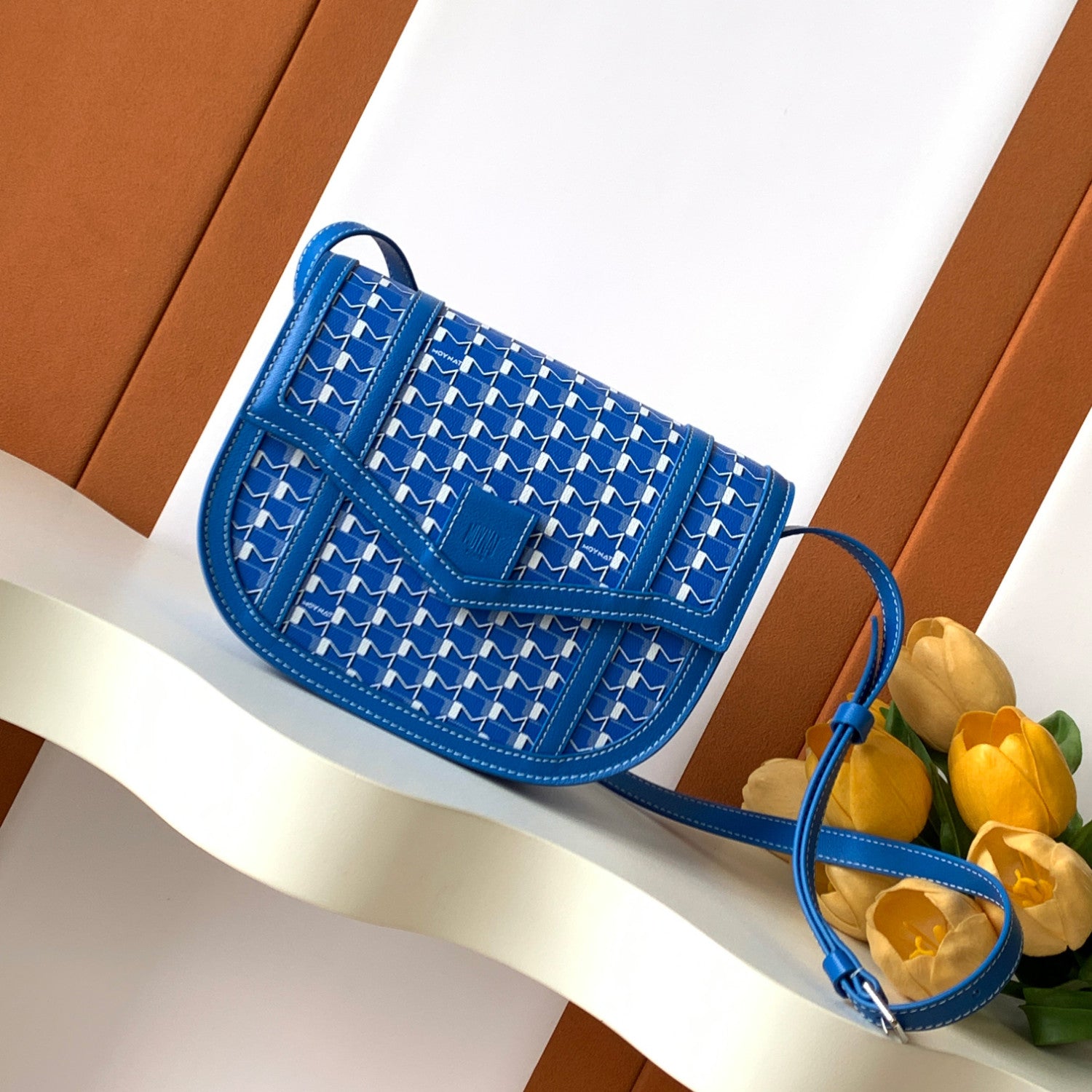 Moynat M Canvas Women's Fashion Classic Leather M Shaped Buckle Closure Adjustable Strap Crossbody Bag Shoulder Saddle Bag Bags #78713