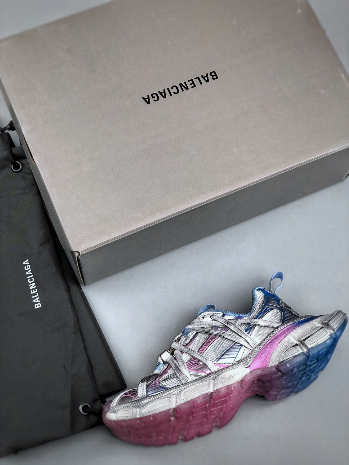 Balenciaga Men's Women's 3xl Extreme Laces B Sneaker Four Seasons Colorblocking Round Toe Tie Low Retro Retro Pop Shoes #81319