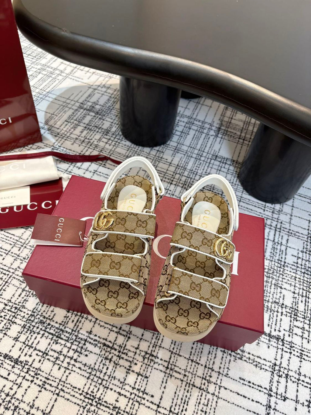 Gucci Women's Summer Solid Color Canvas Round Toe Velcro Sandals Shoes #77322