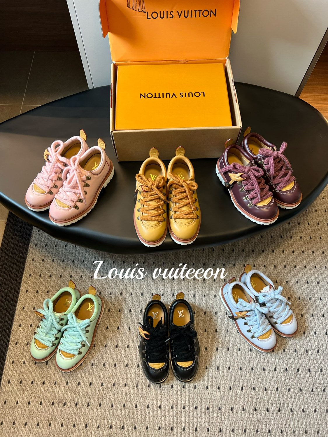 Louis Vuitton LV REMIX  Men's And Women's Spring/summer Fashion Casual Round Toe Lace Up Classic Printed Leather Casual Shoes Hiking Derby Shoes #78382