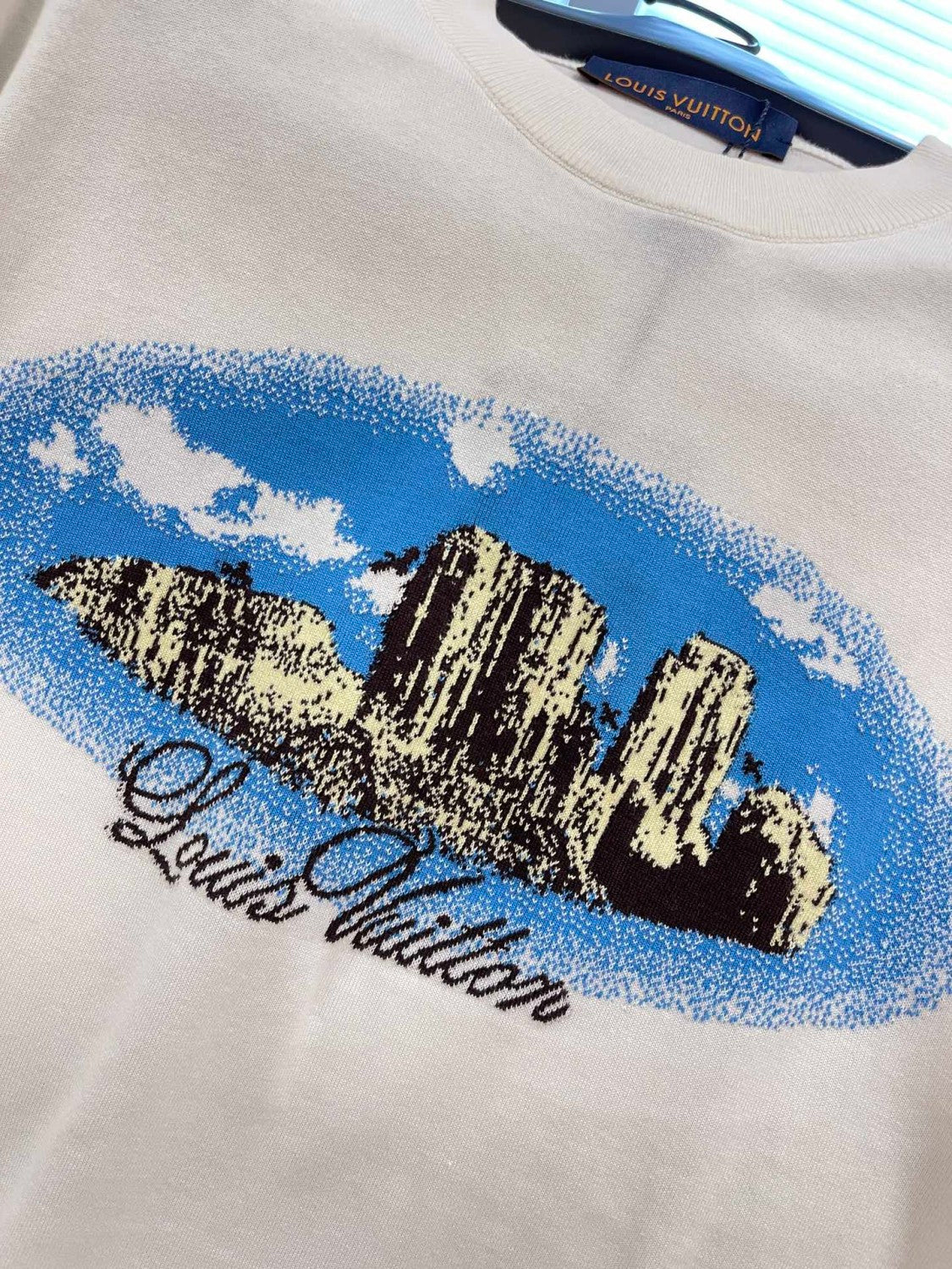 Louis Vuitton Men's Summer Monogram Printed White Round Neck Cotton Short Sleeve T-Shirt #72455