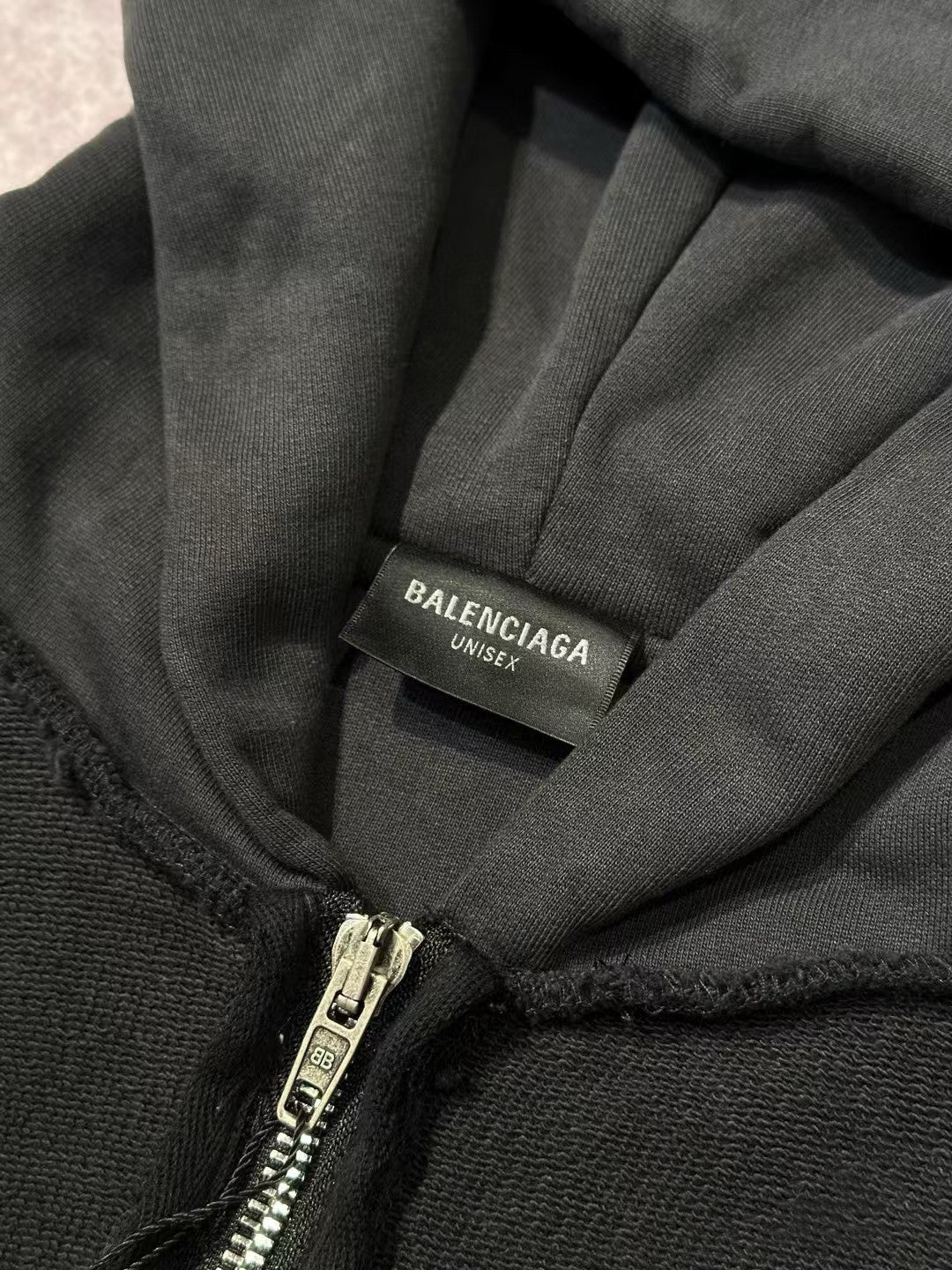 Balenciaga Men's and Women's Drop Shoulder Hooded Long Sleeve Regular Fit Zipper Sweatshirt Jacket #74953
