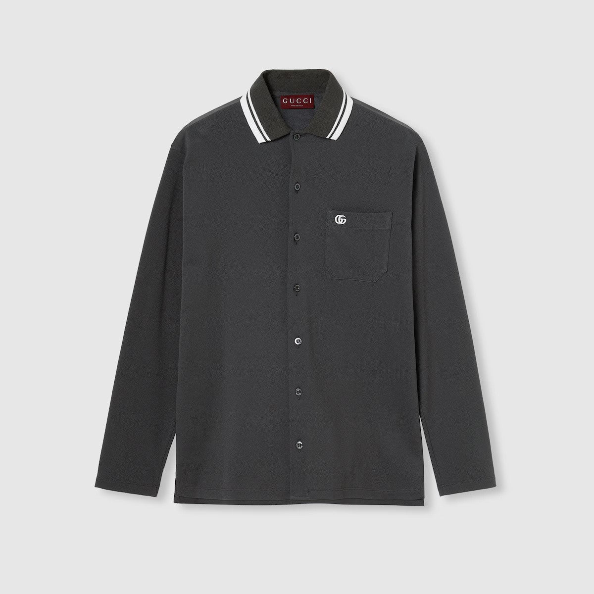 Prada Men's & Women's Spring/Fall Fashion Casual Solid Color Collared Single-Button Embroidered Polo Shirt #79128