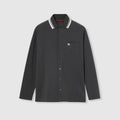 Prada Men's & Women's Spring/Fall Fashion Casual Solid Color Collared Single-Button Embroidered Polo Shirt #79128