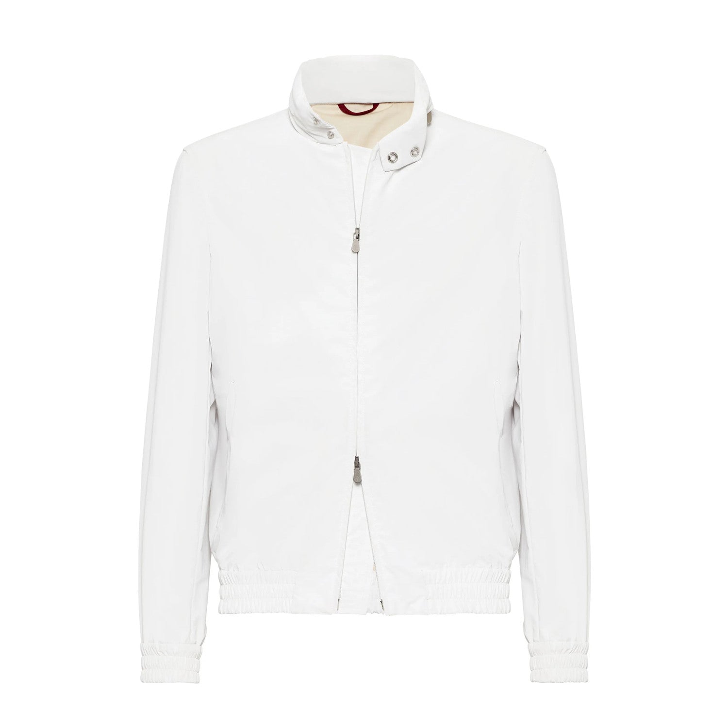 Brunello Cucinelli Men's Spring/Autumn Water-Resistant Bonded Cotton Unlined Outerwear Jacket Solid Color Zipper High Neck Tie With Packable Hood Ngvp #2287