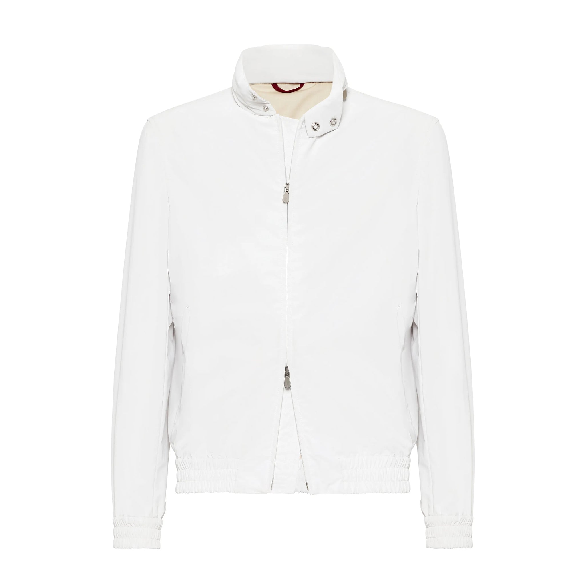 Brunello Cucinelli Men's Spring/Autumn Water-Resistant Bonded Cotton Unlined Outerwear Jacket Solid Color Zipper High Neck Tie With Packable Hood Ngvp #2287