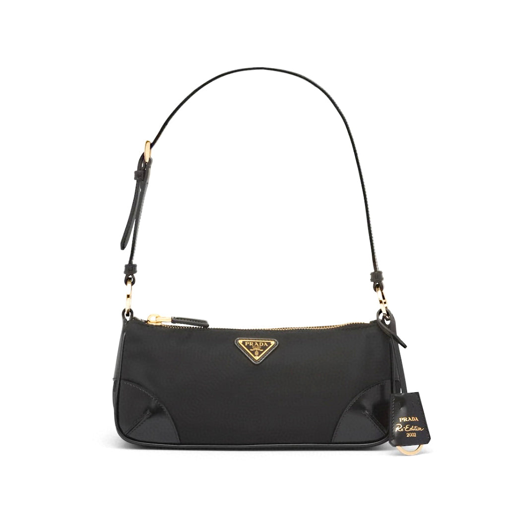 Prada Re-Edition 2002 Women's Solid Color Re-Nylon And Brushed Leather Shoulder Bag Bags #77949