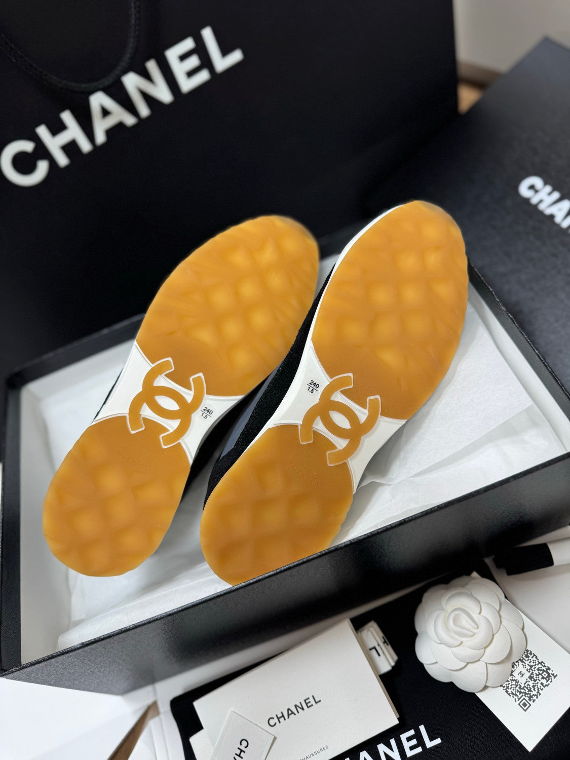 CHANEL Sneakers Calfskin Suede Calfskin White Black #381216