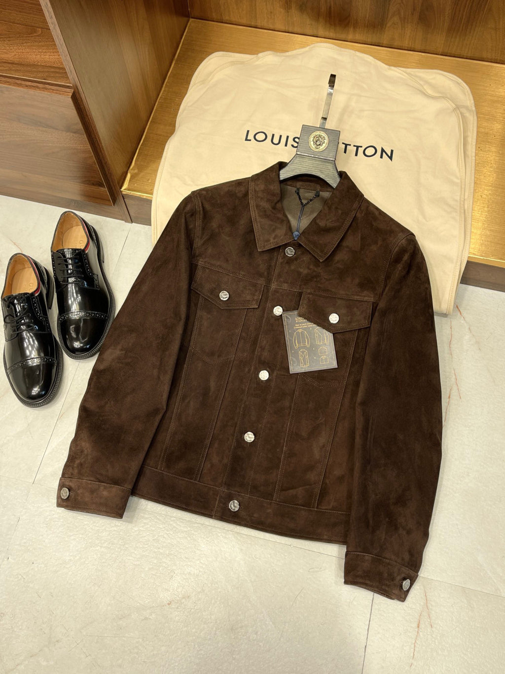 Louis Vuitton Men's Fall/Winter Dark Brown Loose Suede Denim Jacket #96992