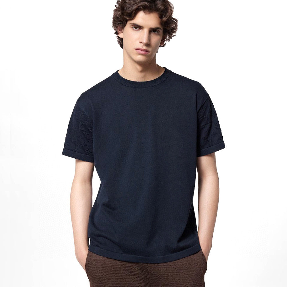 Louis Vuitton Men's Summer Solid Color Letter Printed Sleeve Cotton Round Neck Short Sleeve T-Shirt #76252
