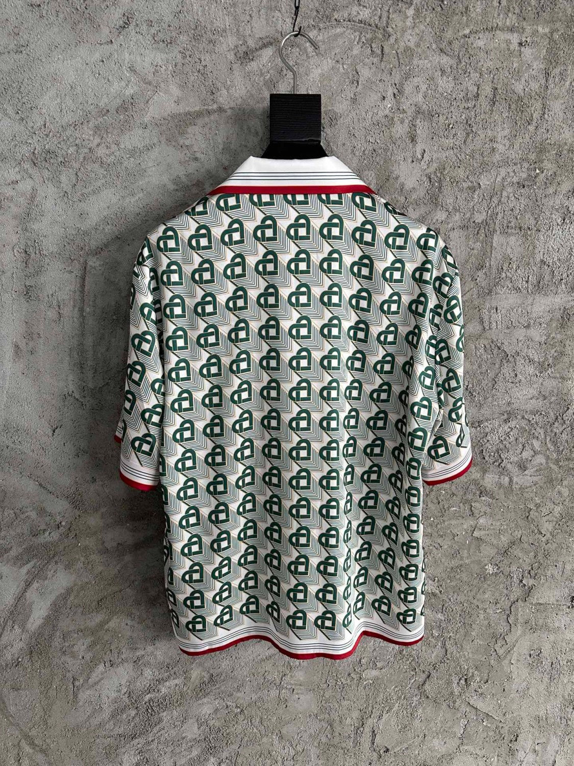 Casablanca Men's Summer Gradient Heart Printed Silk Short Sleeve Shirt Casual Elastic Lace-Up Shorts Ngvp #74512