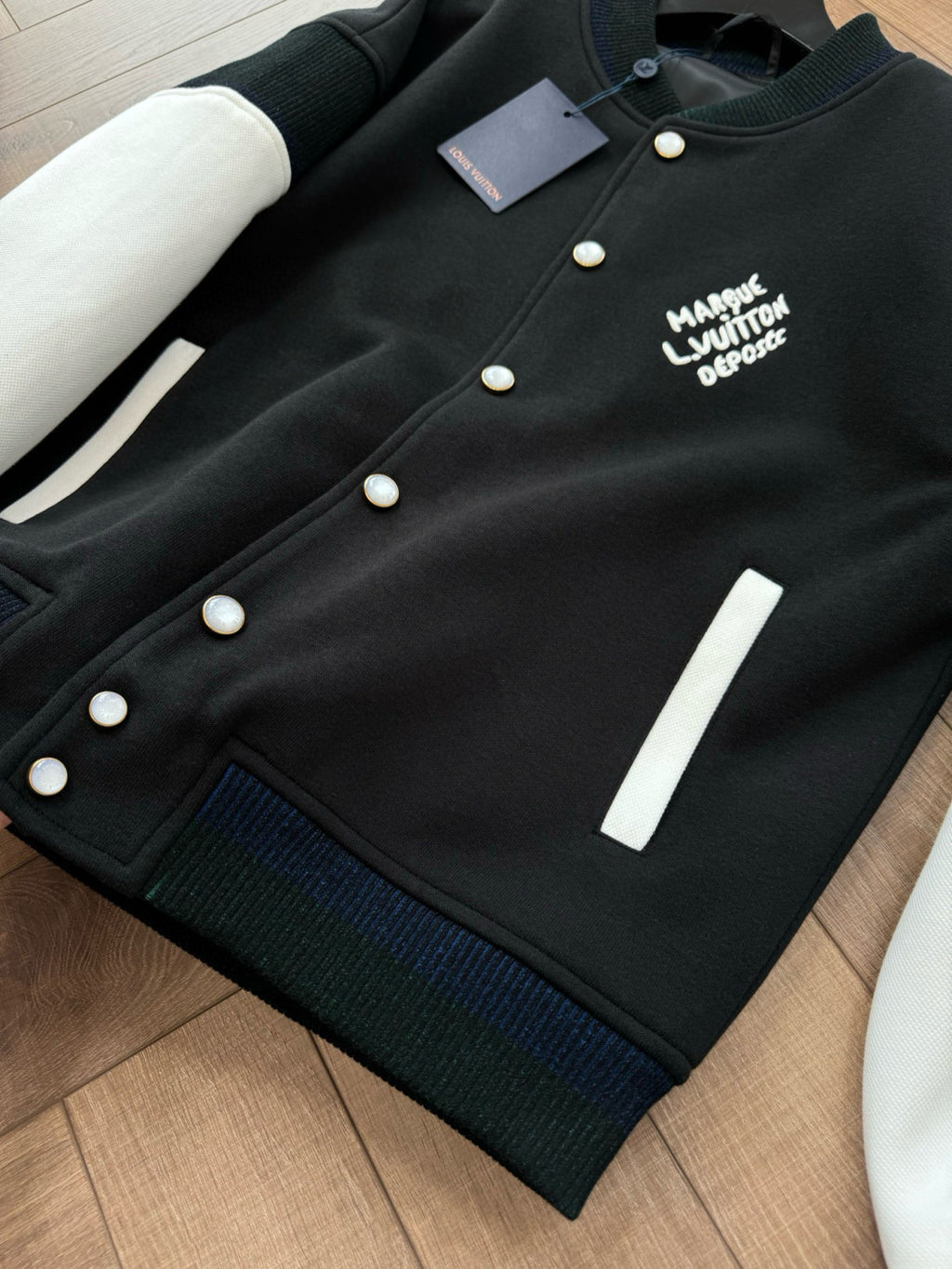 Louis Vuitton Men's Spring And Autumn Cotton Knit Baseball Jacket Single Breasted Colorblocked Cotton Long Sleeve Corset Jacket #77852
