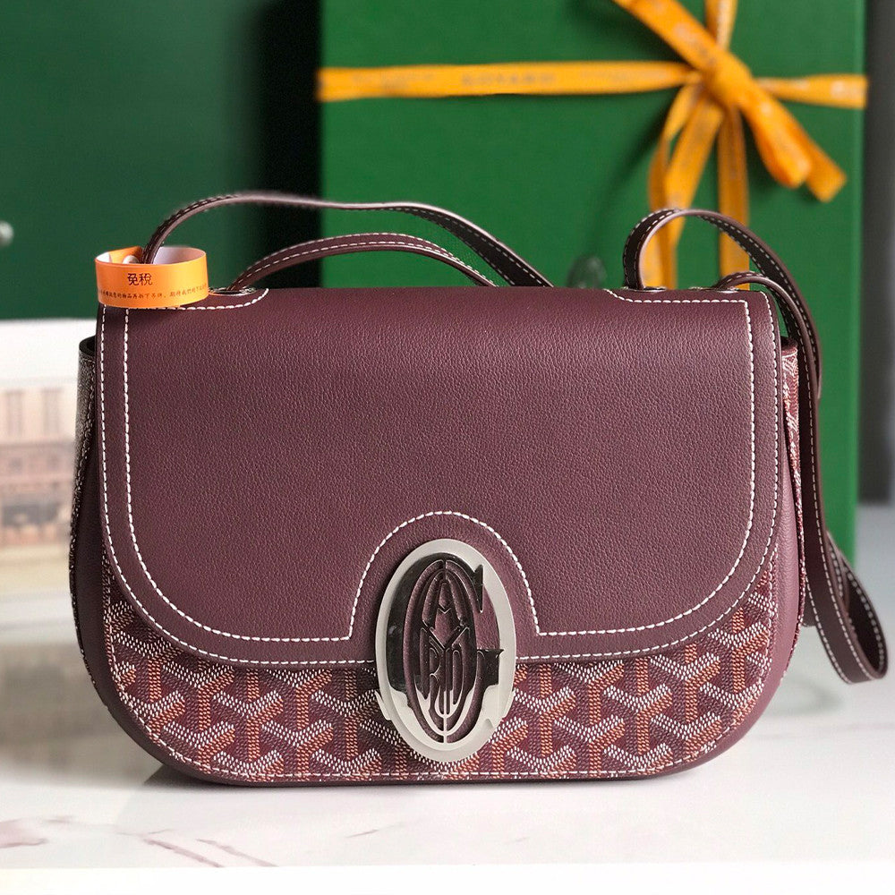 Goyard 233 Classic Edition Fashionable Modern Canvas And Calfskin Crossbody Bag With Metal Logo Buckle Bag Bags #196800