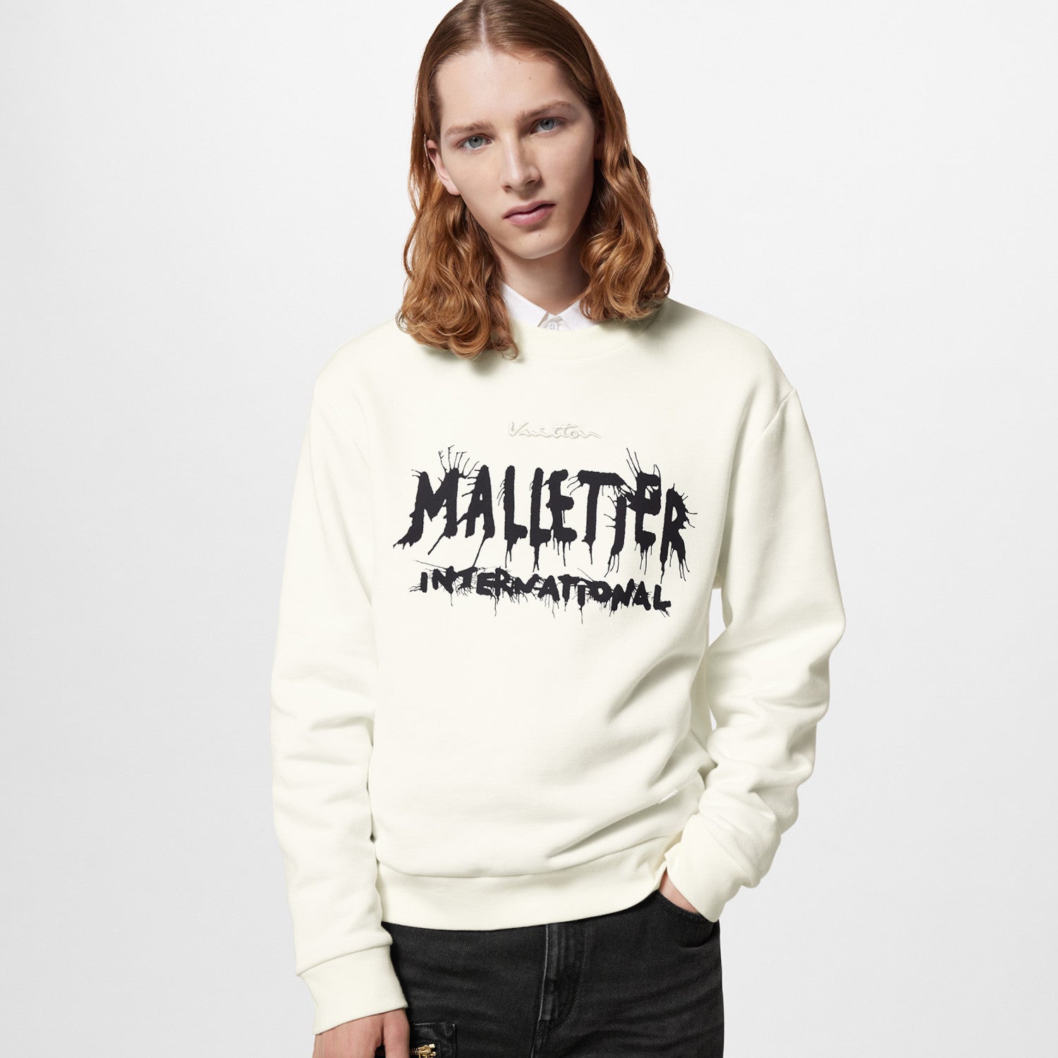 Louis Vuitton Men Women Spring Autumn Letter Printed Round Neck Long Sleeve White Sweatshirt Pullover #97889
