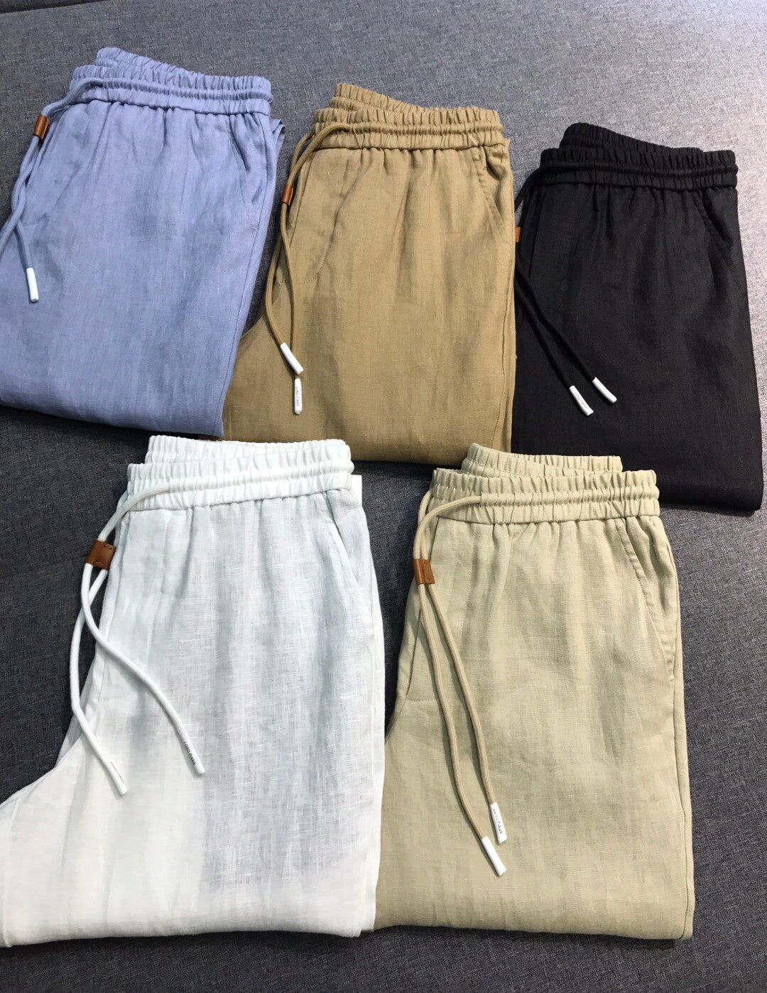 Loro Piana Men's Spring And Summer Solid Colour Drawstring Fashion Pants Loose Straight Comfortable Cotton Thin Suit Trousers Ngvp #1472