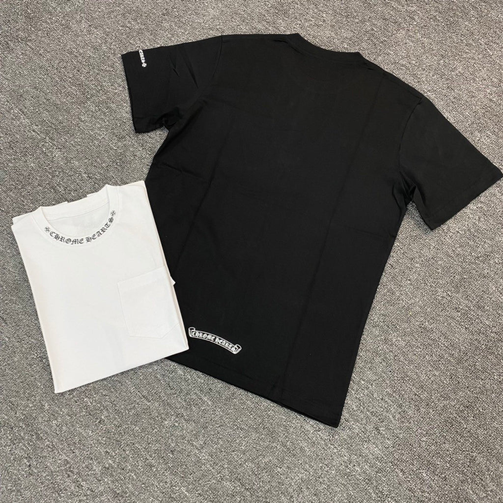 Chrome Hearts Men's and Women's Summer Neckline Sanskrit Letter Round Neck Cotton Short Sleeve T-shirt #72329