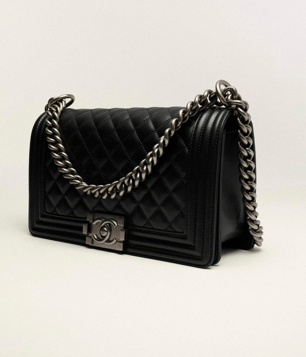 Chanel LeBoy Chanel Bag Calfskin Ruthenium Plated Metal #333120