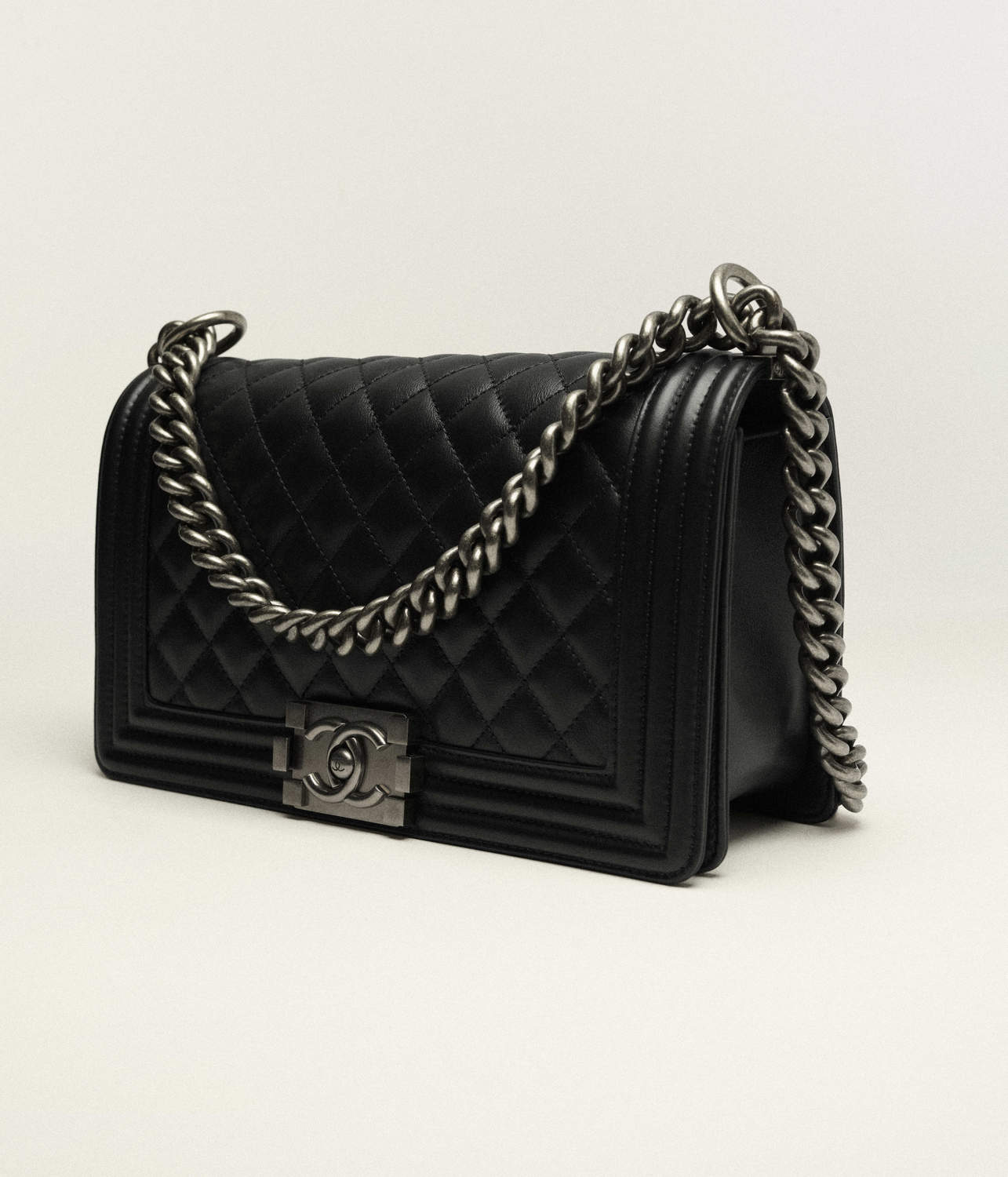 Chanel LeBoy Chanel Bag Calfskin Ruthenium Plated Metal #333120