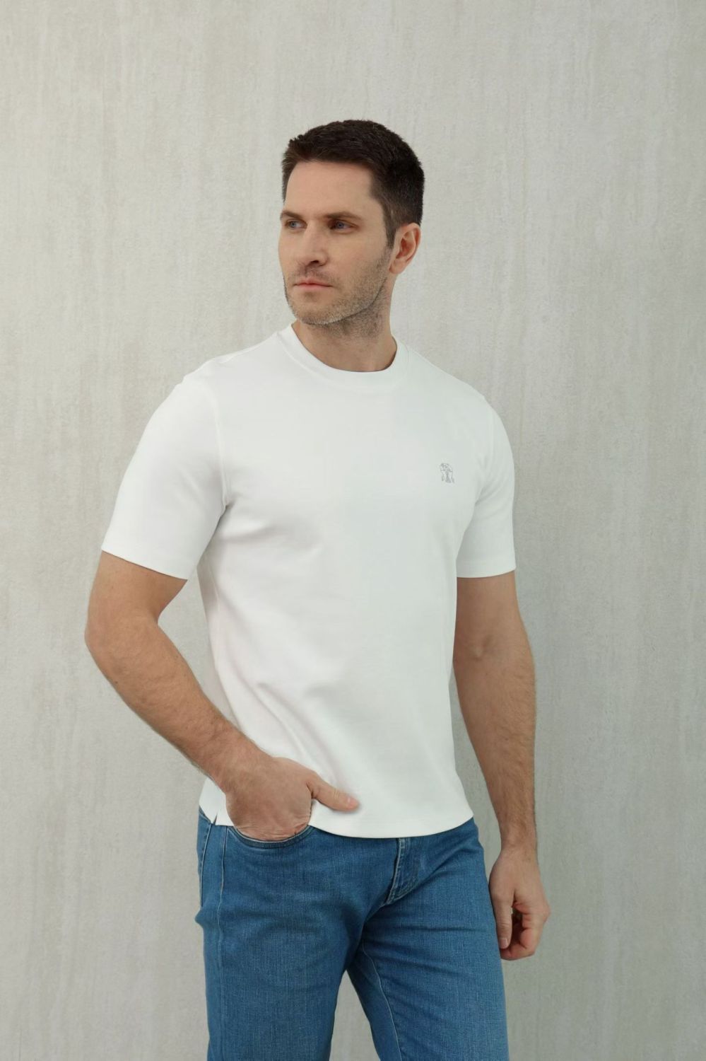 Brunello Cucinelli Cotton Jersey Slim Fit Crew Neck T-shirt With Logo #376925