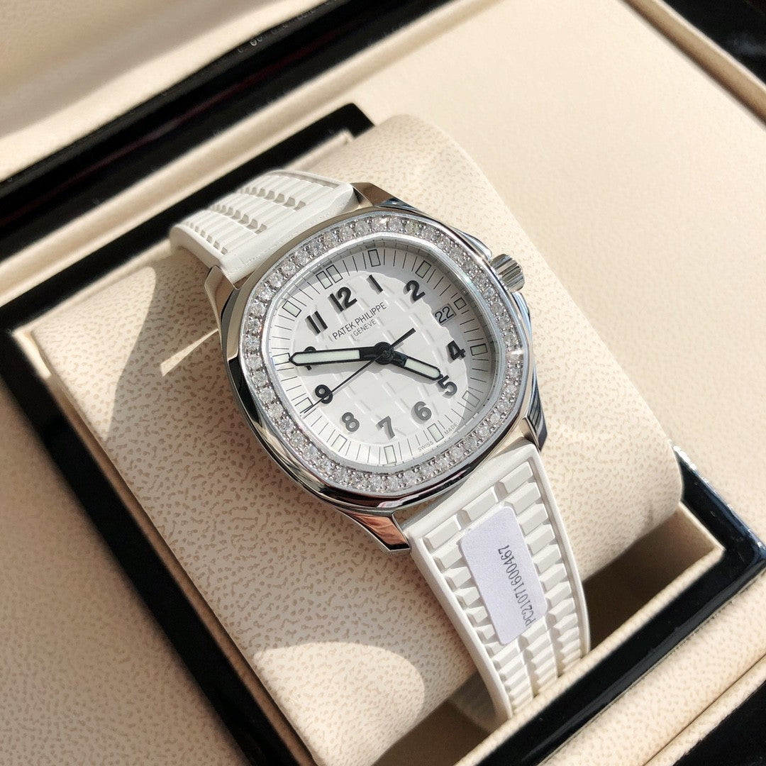 Patek Philippe Women's Quartz 100M Water Resistant Solid Color Dial Rubber Strap Watch #75754