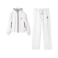 Brunello Cucinelli Men's And Women's Spring/fall Fashion Casual Solid Color Hooded Zipper Jacket With Logo Trim Solid Color Elastic Waist Casual Wide Leg Pants Pants Suit Set #79265