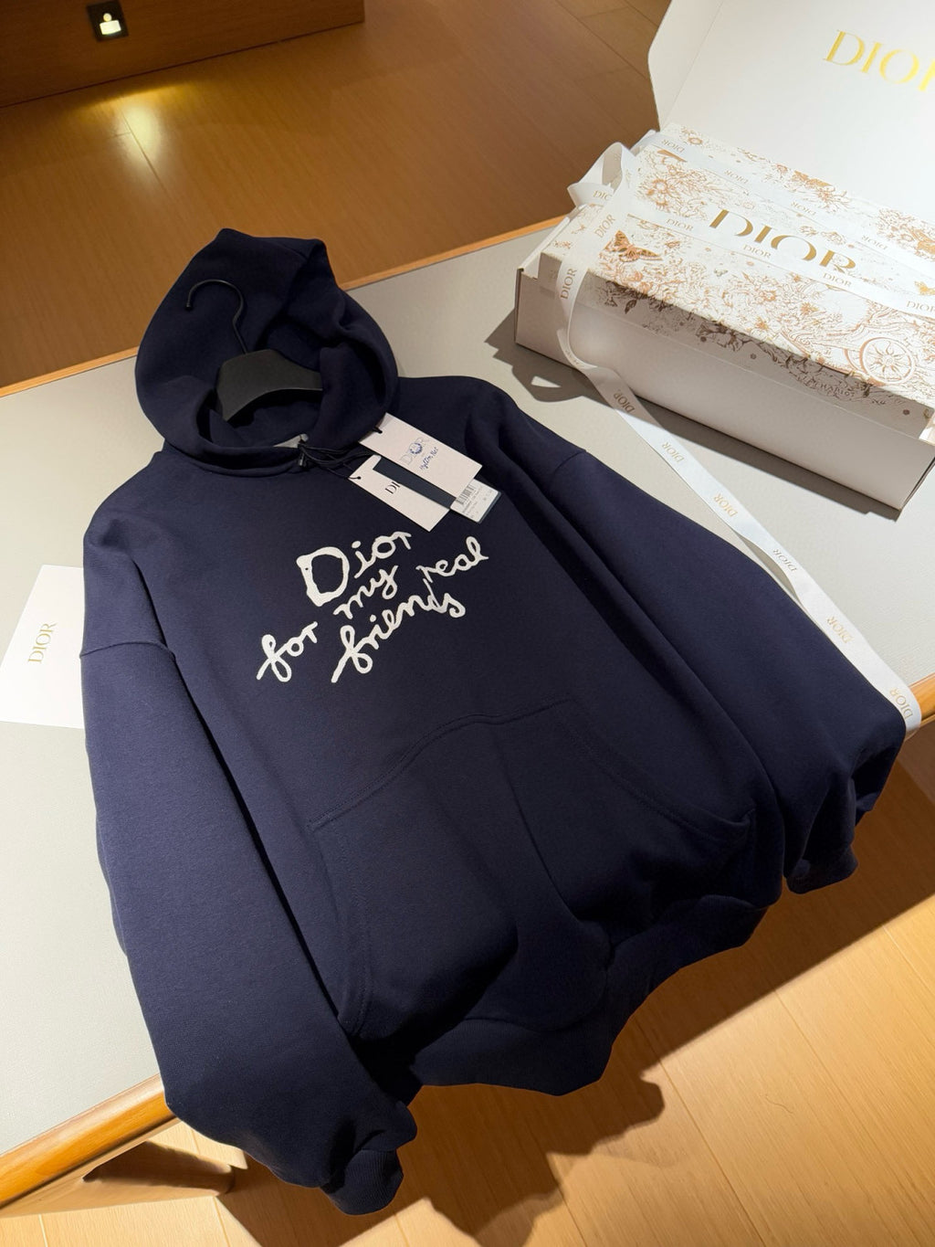 Dior Men's Spring and Autumn Solid Color Logo Letter Printed Hooded Loose Long Sleeve Sweatshirt #75496