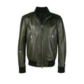 Tom Ford Men's Fall And Winter Green Standing Collar Cowhide Jacket Fashion Temperament Retro Zipper Casual Jacket Coat Ngvp #8949