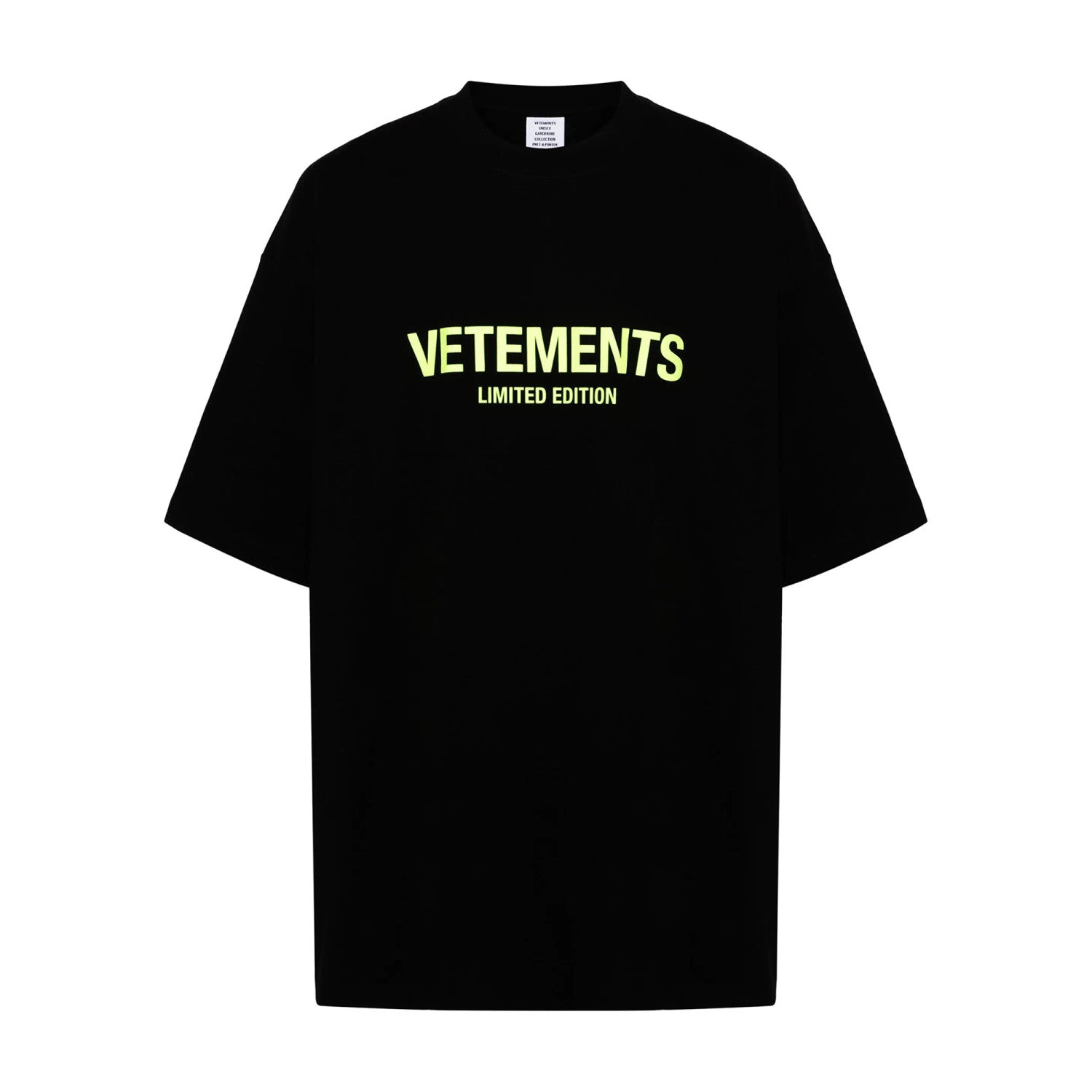 Vetements Men's and Women's Summer Letter Logo Printed Solid Colour Drop Shoulder Short Sleeve T-Shirt #99272