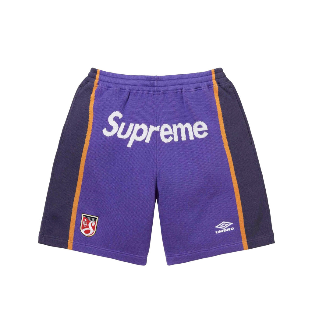 Supreme X UMBRO ZIP UP SWEATER Men's And Women's Spring And Summer Color-blocked Long-sleeved Knit Sweater With Embroidered Logo On The Chest Jacket And Casual Drawstring Shorts Set Suit #77888