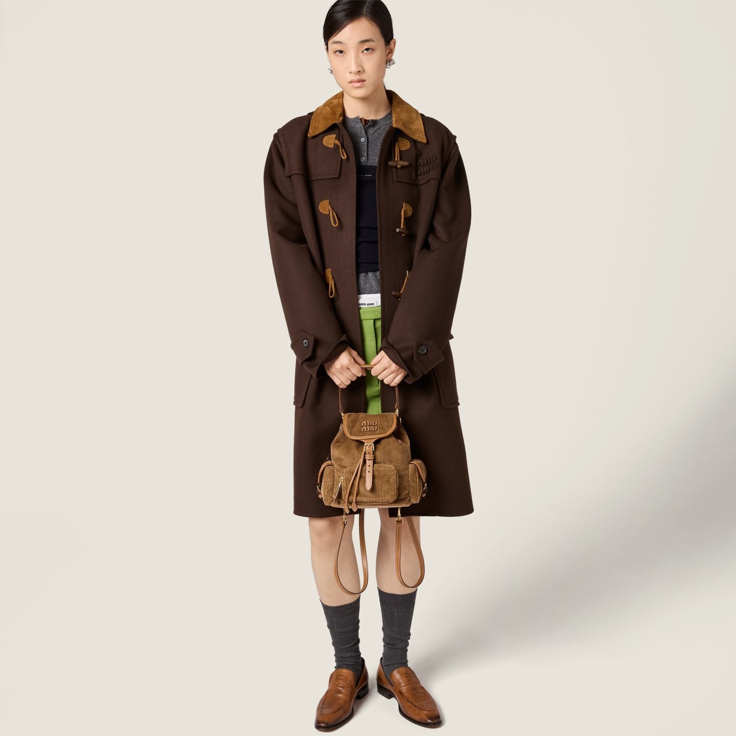 MiuMiu Small Cinnamon Corduroy Backpack #334156