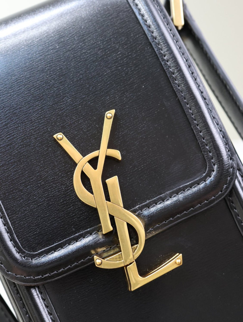 SAINT LAURENT SOLFERINO Mini Bag Women's Fashion Classic Black Leather Crossbody Bag with Gold Buckle and Adjustable Strap Bags 753963BWR0W1000 #78744