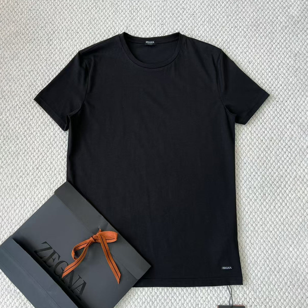 Ermenegildo Zegna Men's Summer Solid Color Cotton Crew Neck Short Sleeve T-Shirt - Breathable & Casual Summer Wear #75691