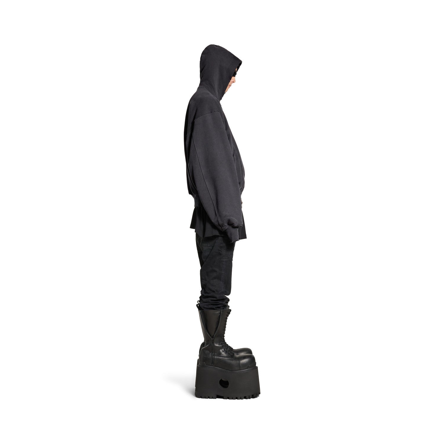 Balenciaga 25FW Men's  Hooded Bomber in Black Faded #333425