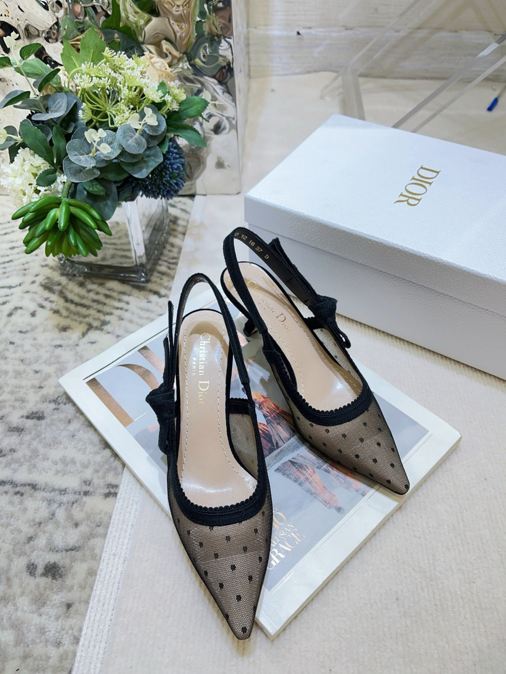 Dior J'Adior Women's Summer Solid Color Cotton Embroidered Leather Strappy Open Toe High Heel Shoes #77213