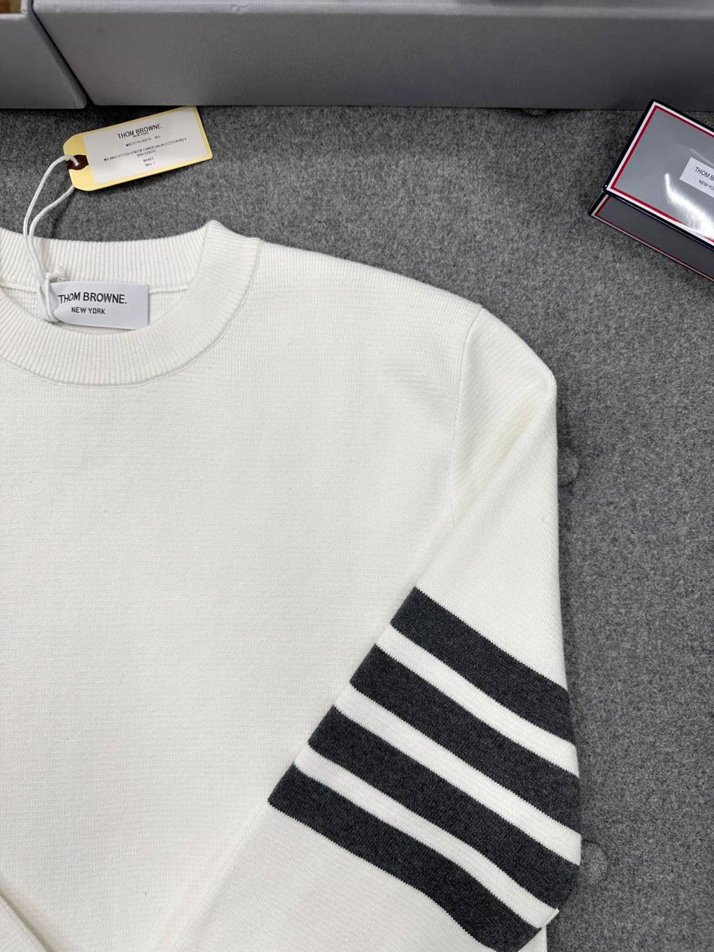 Thom Browne Men's Spring. Autumn And Winter Round Neck Solid Color Cotton Striped Long Sleeve Pullover Knitted Sweater Ngvp #1944
