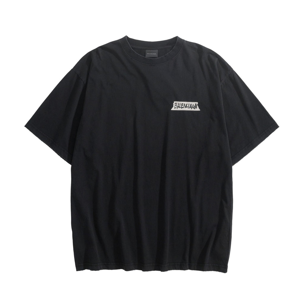 Balenciaga Women's and Men's Masking Tape T-shirt Medium Fit in Faded Black #333475