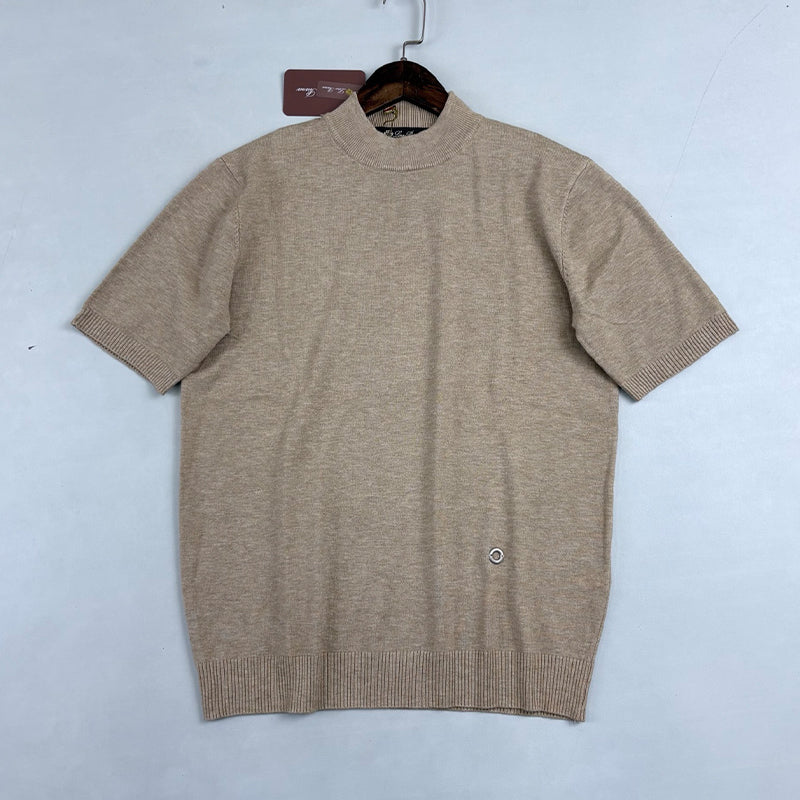 Loro Piana Men's Solid-Color Metal Logo Crew Neck Knit Short-Sleeve Sweater for Spring. Autumn. and Winter Ngvp #2725