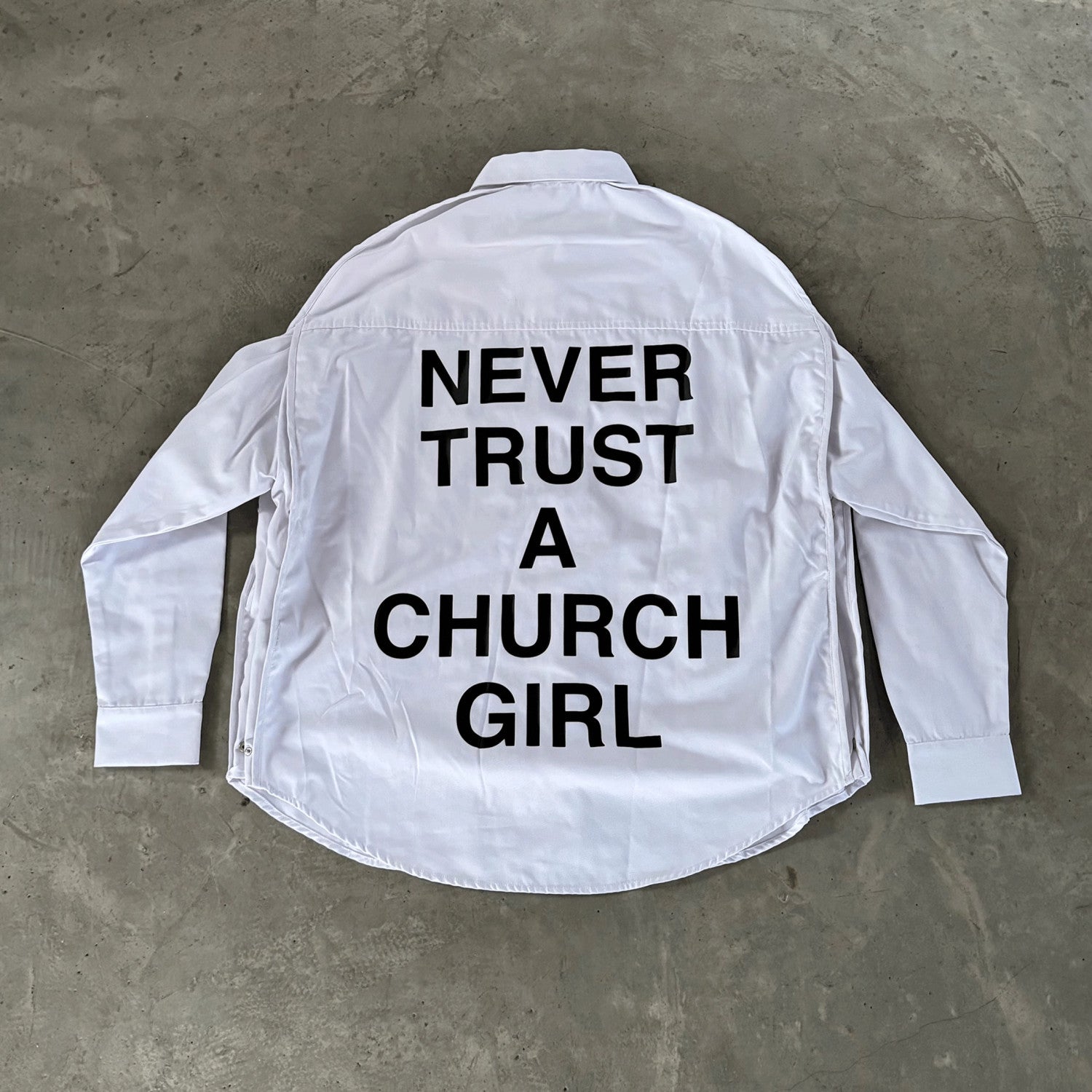 HOOD BY AIR Religious Girl Print White Casual Loose Os Shirt High Street Trend Comfortable Casual Lapel Single Breasted Shirt Top Ngvp #1126