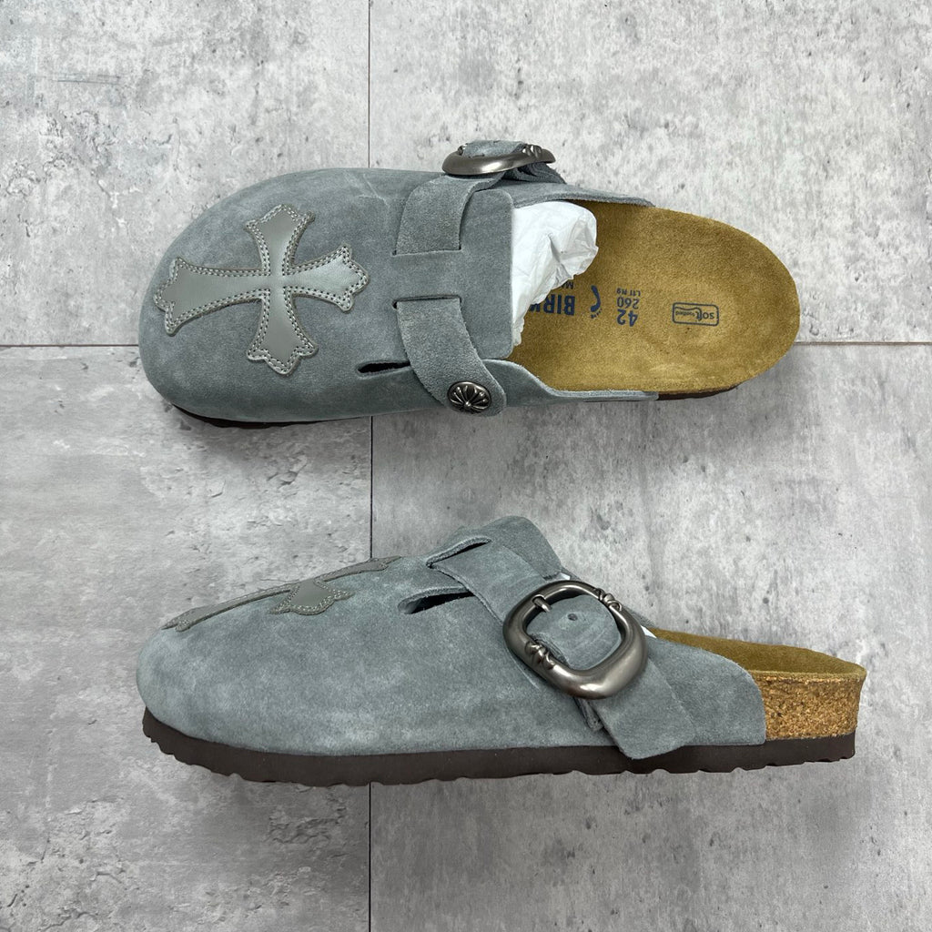 Chrome Hearts x Birkenstock Men's And Women's Spring Summer Round Toe Buckle Slippers Vacation Fashion Trend Cross Logo Sandals Shoes #77682