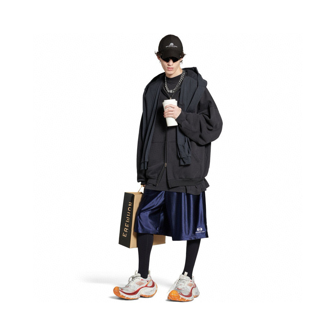 Balenciaga Men's Letter Printed Elastic Waist High Street Summer Straight Casual Solid Color Shorts #77275