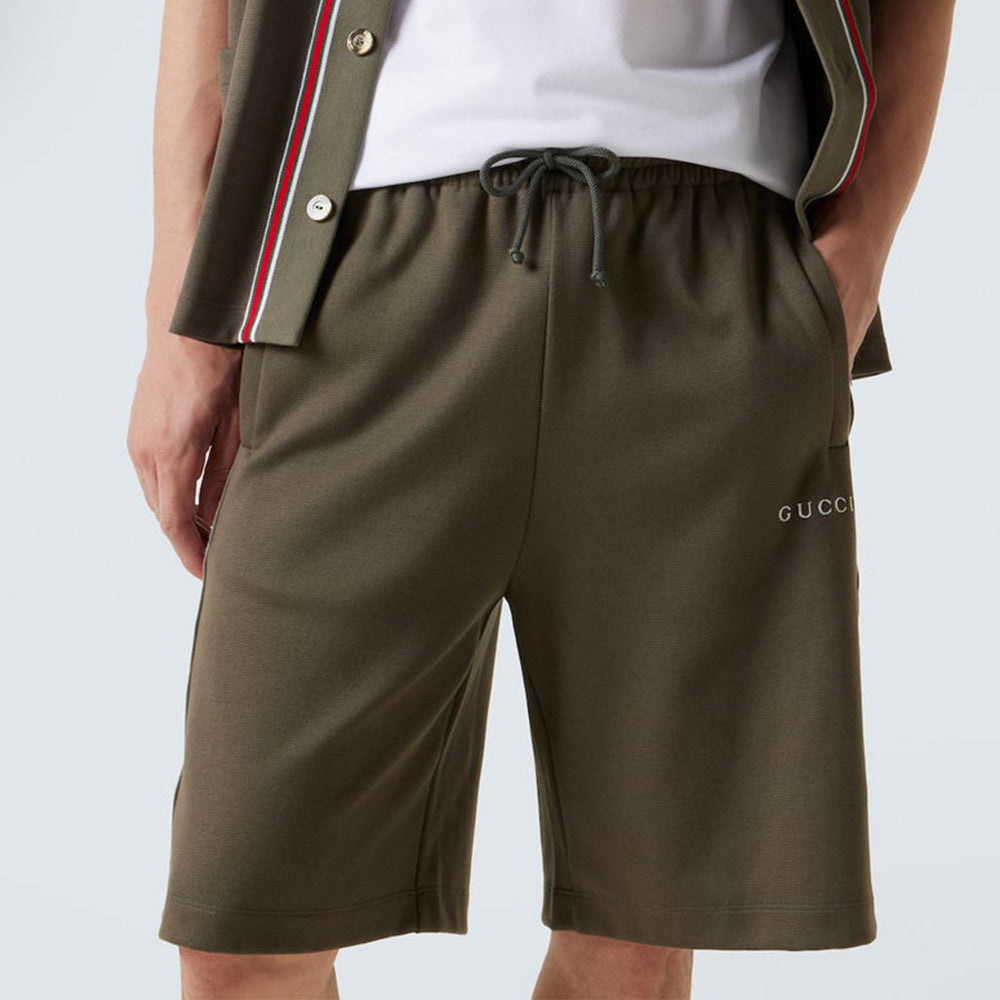 GUCCI Embroidered Logo Cotton Piqué Shorts #377960