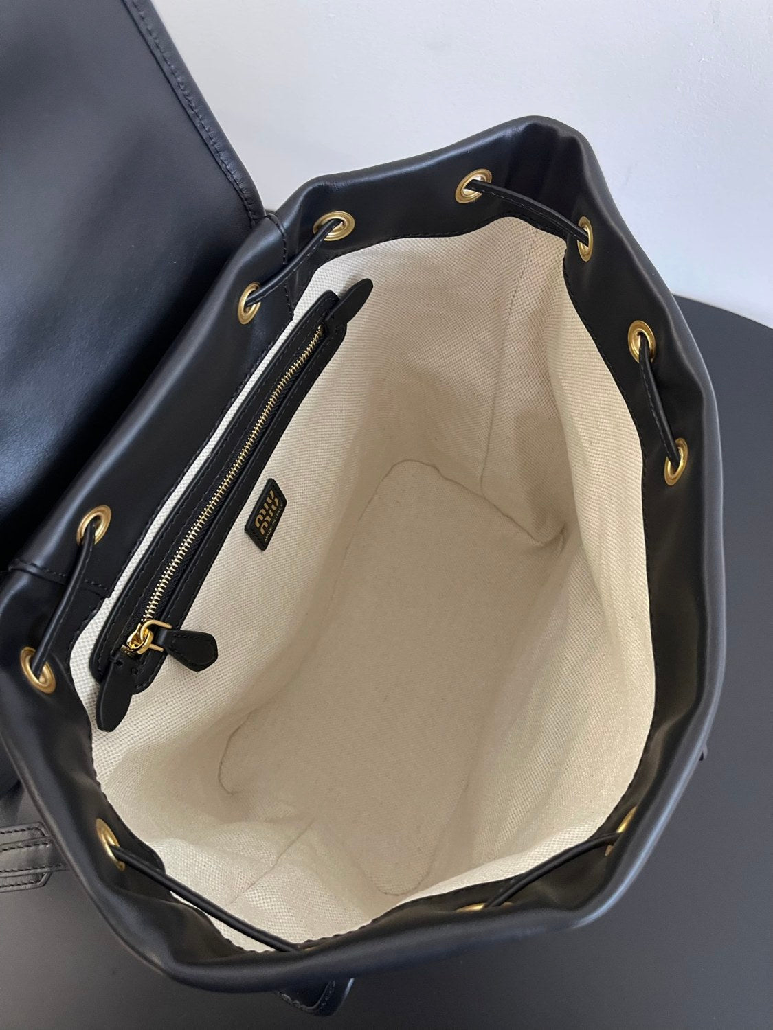 MiuMiu Women's Solid Color Leather Canvas Shoulder Bags Backpacks Bag #75842