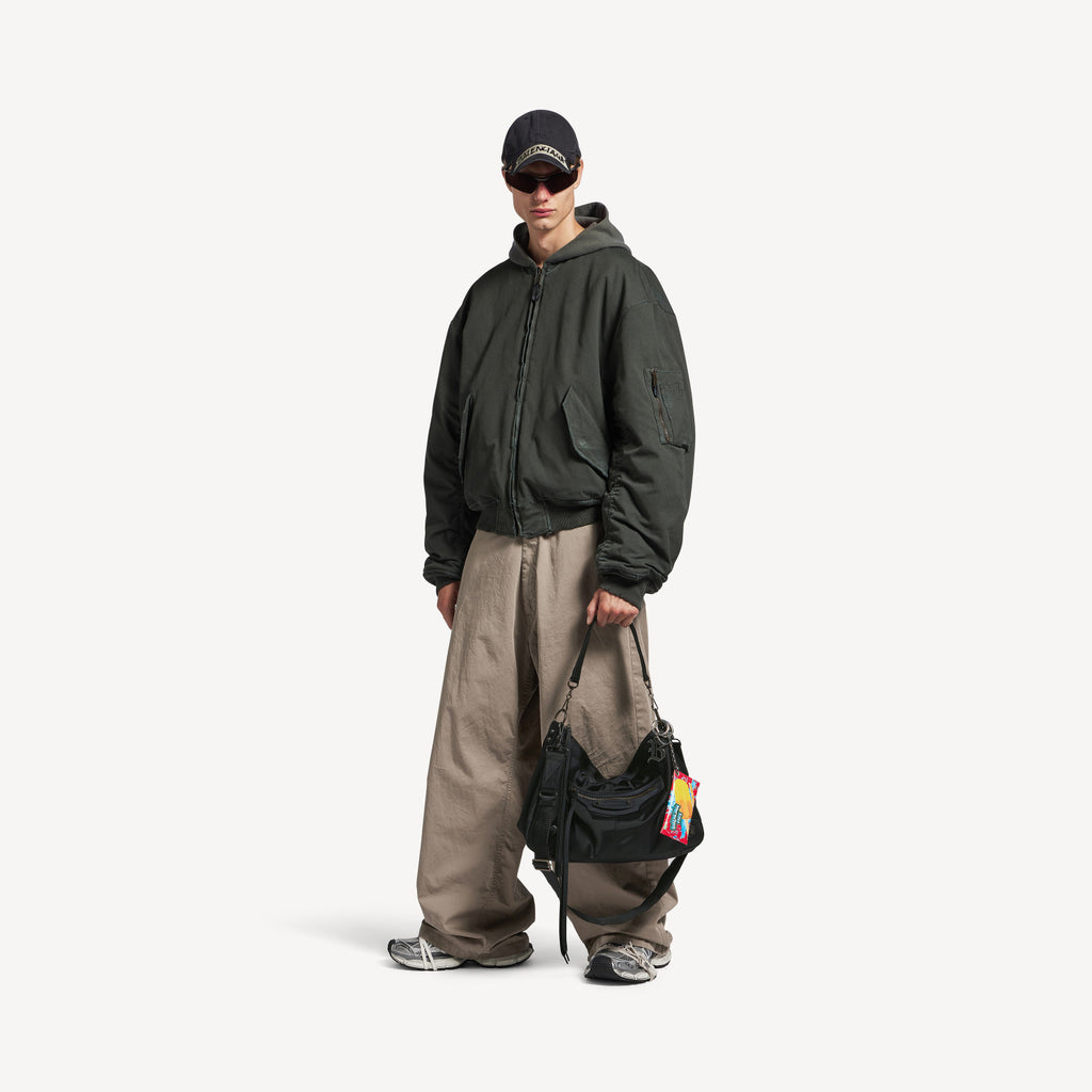Balenciaga Men's Le City Moto Medium In Black Retro Nylon Motorcycle Bag Stylish Casual Crossbody Shoulder Bag #194664