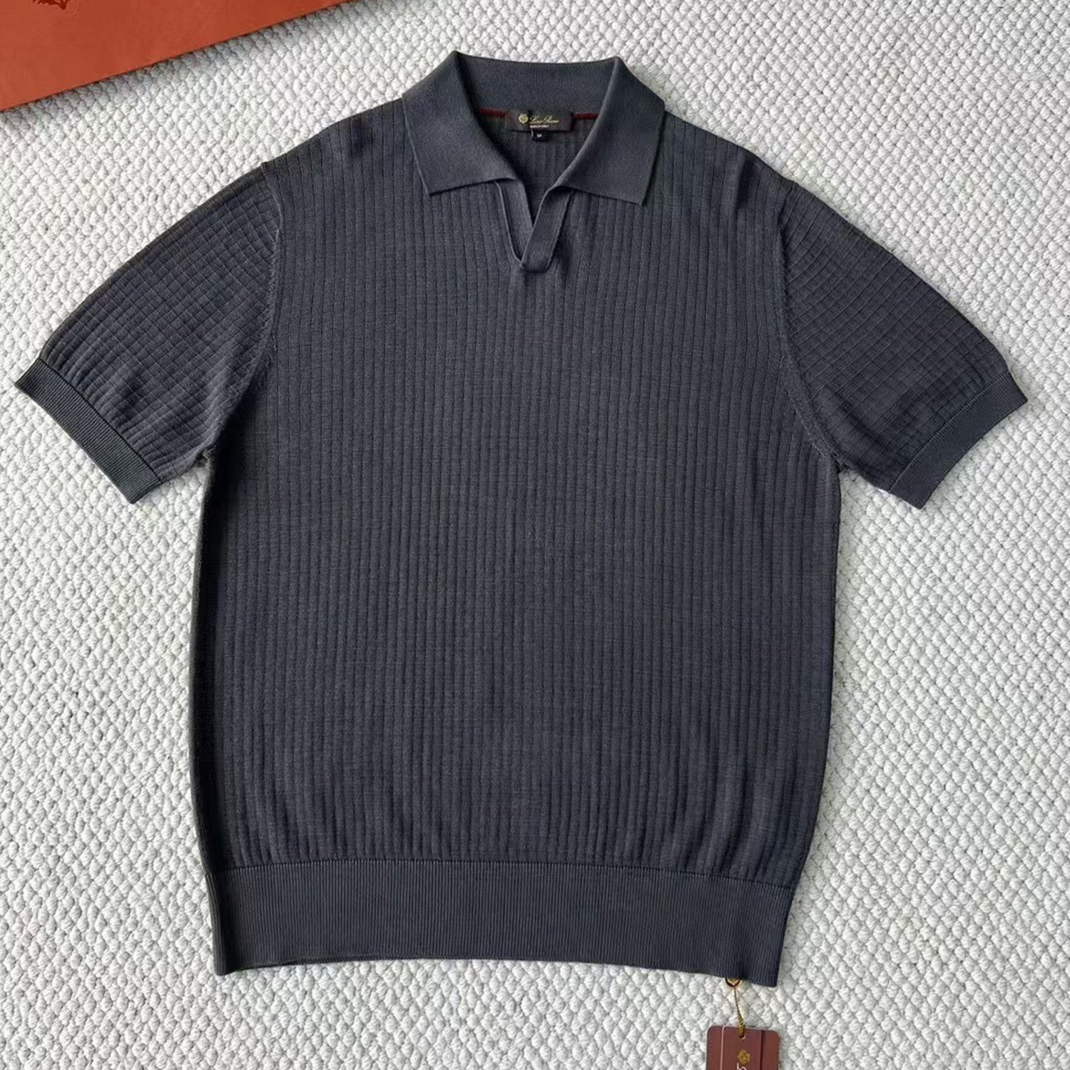 Loro Piana Men's Summer Refreshing Thin Knitted Lapel Short-sleeved Top Multicoloured Fashion Comfortable Temperament T-shirt Ngvp #9956
