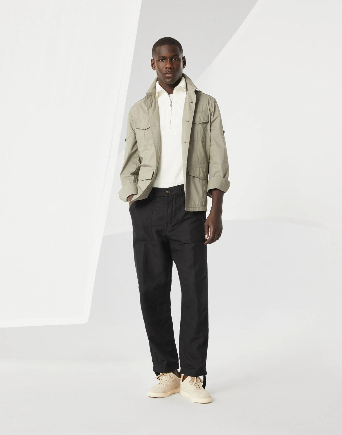 Brunello Cucinelli Men's Spring & Fall Lightweight Water-Resistant Techno Cotton Unlined Safari Jacket Solid Color Lapel Single Breasted Shirt Style Jacket Ngvp #1946