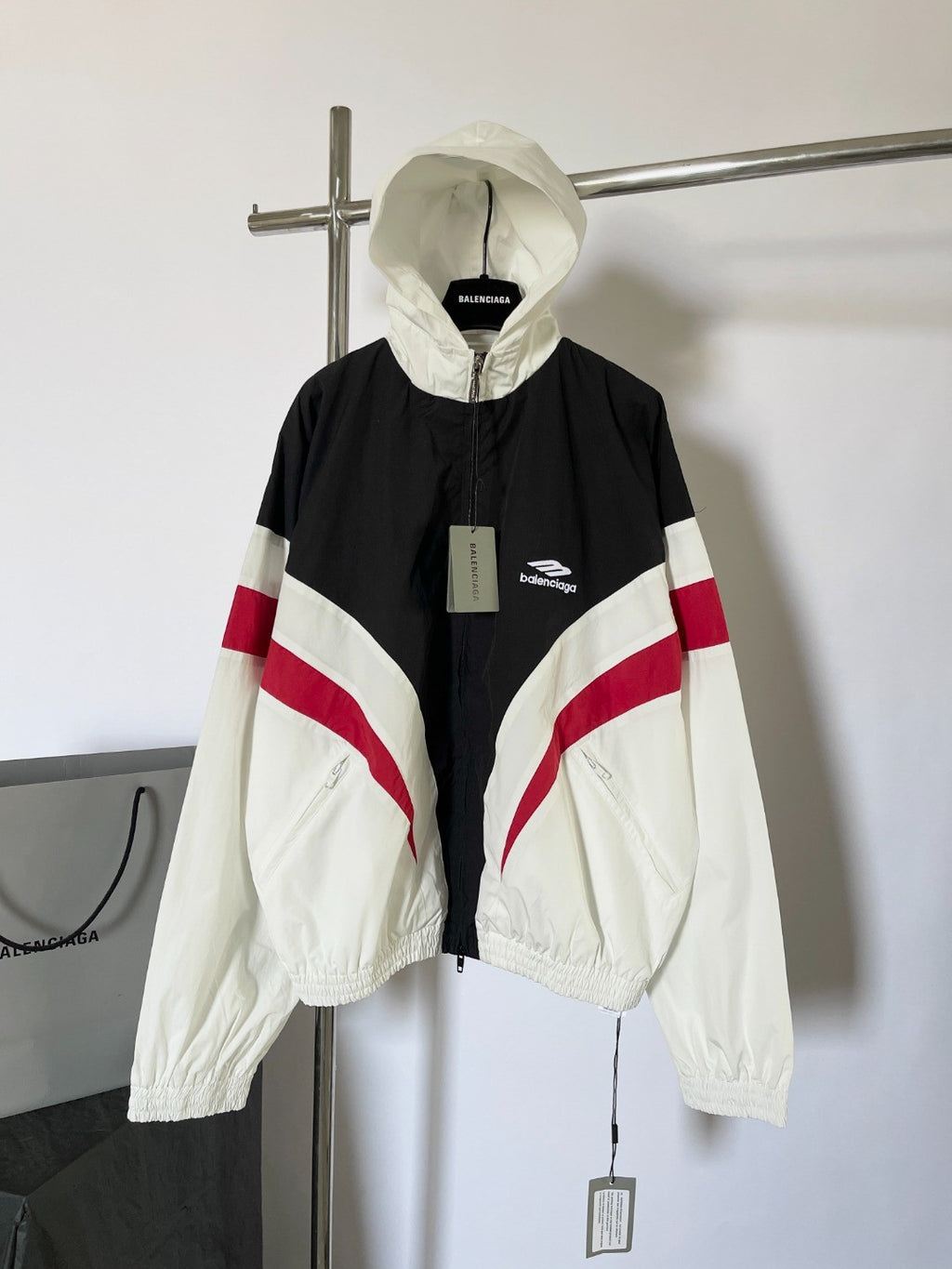 Balenciaga 3B Sports Icon Tracksuit Men's Spring Autumn Tech Poplin Zip Hooded Jacket #99545