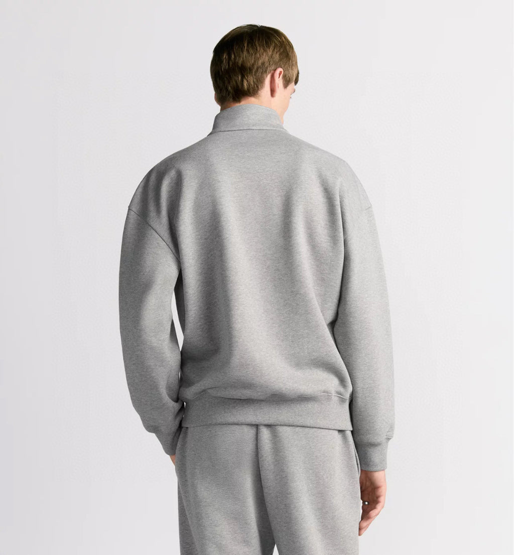 Dior Men's Spring/Autumn Solid Color Cotton Qilong Embroidered Logo Half-Zip Long-Sleeved Sweatshirt and Casual Sports Pants Set Suit #77946
