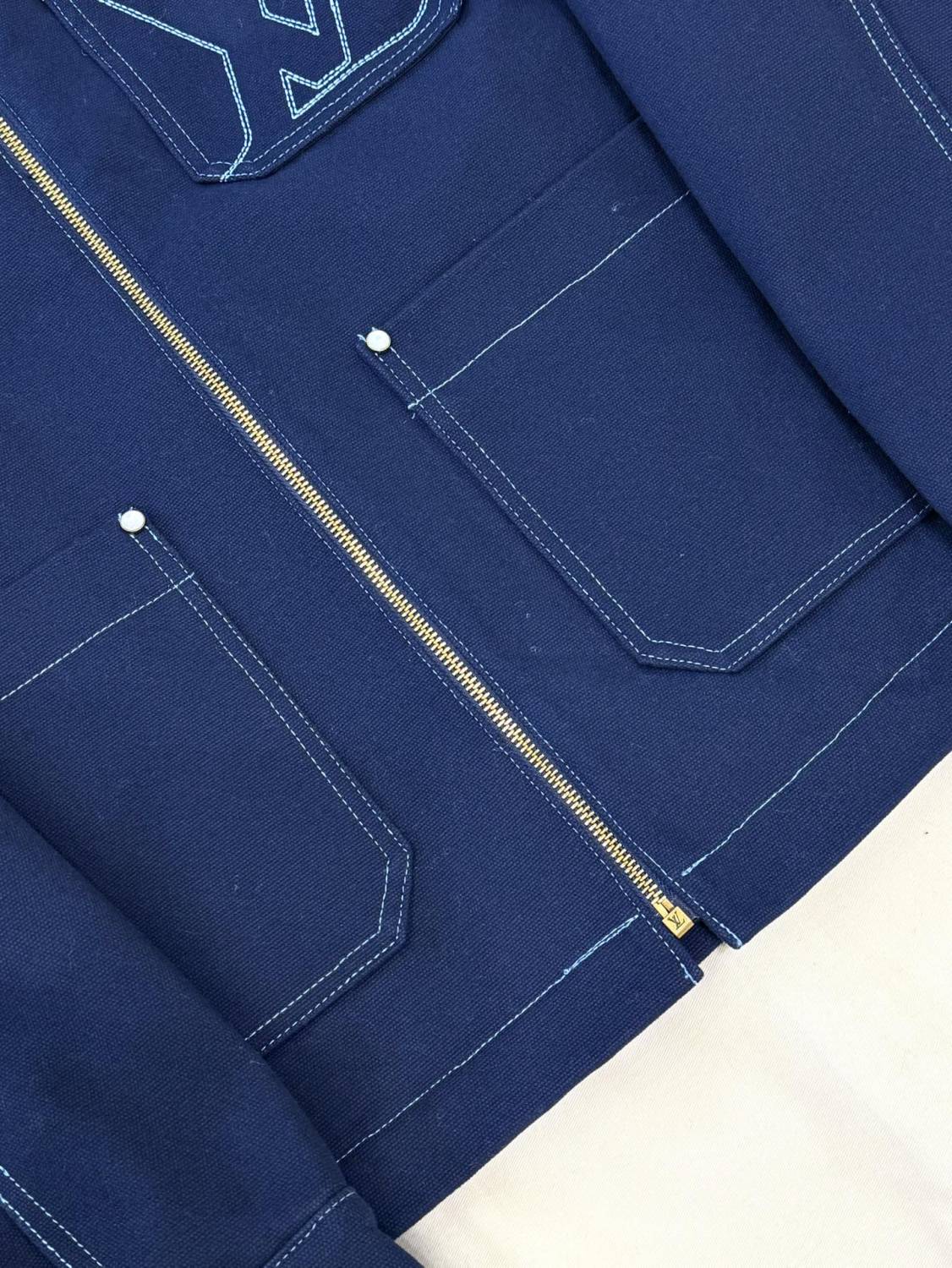 Louis Vuitton Men's Autumn and Winter Solid Color Lamb's wool Embroidered Logo Printed Zipper Closure Splicing Lapel Long Sleeve Jacket #74693